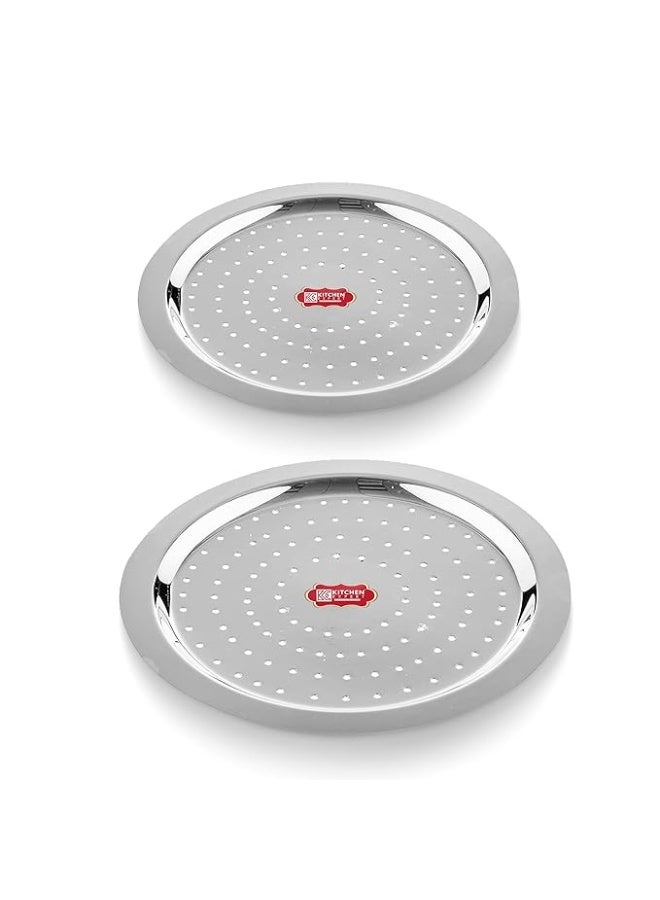Kitchen Expert - Steel Hole Lid | Set of 2 | Lid Covers for Utensils | Milk Cover Plate| Steel Jali Plate | Essential Set for Kitchen | Multipurpose - Image 1